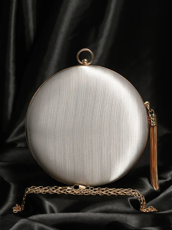Annelle Satin Tassel Mini Bag Silver