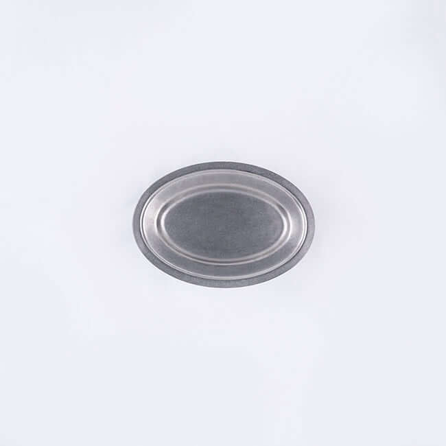 Stainless steel VINTAGE INOX oval plate with a chic design, suitable for various occasions. Durable and long-lasting tableware.