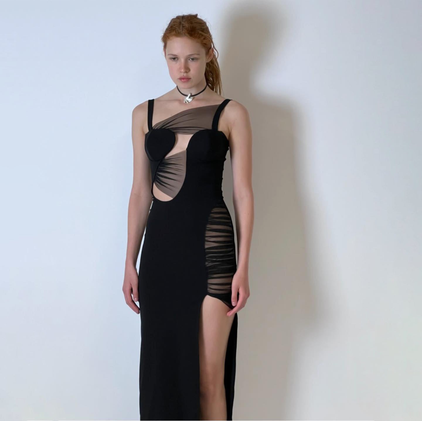 Black Hollow Out Side Split Maxi Dress