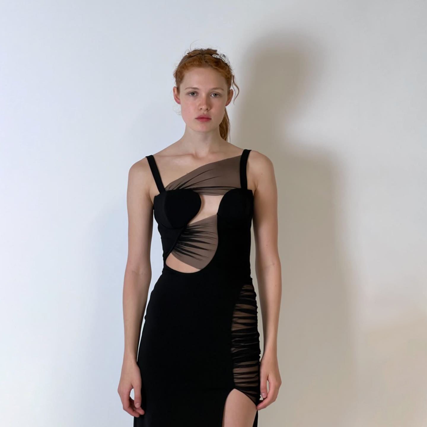 Black Hollow Out Side Split Maxi Dress