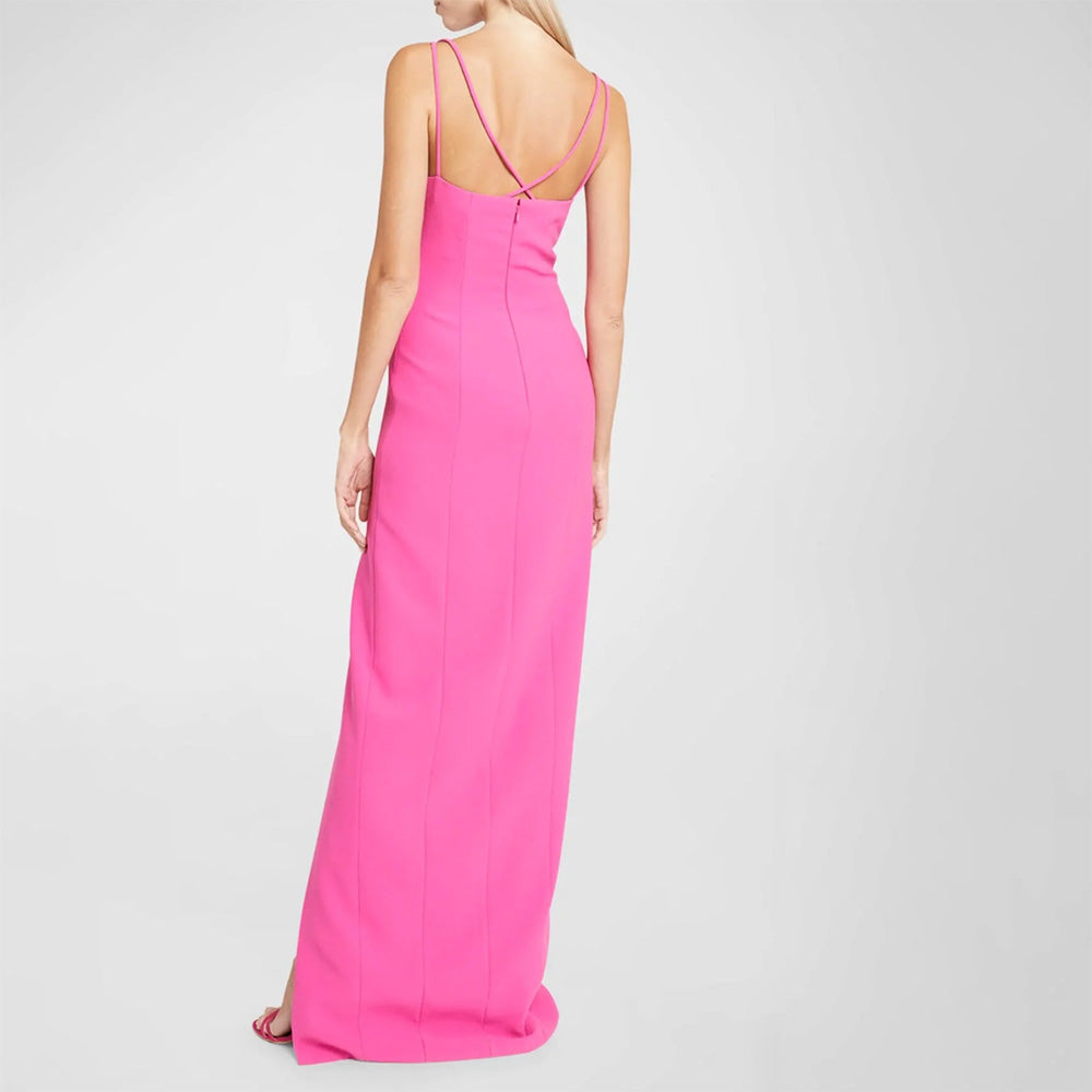 Pink Cut Out Diamonds Split Maxi Bandage Dress