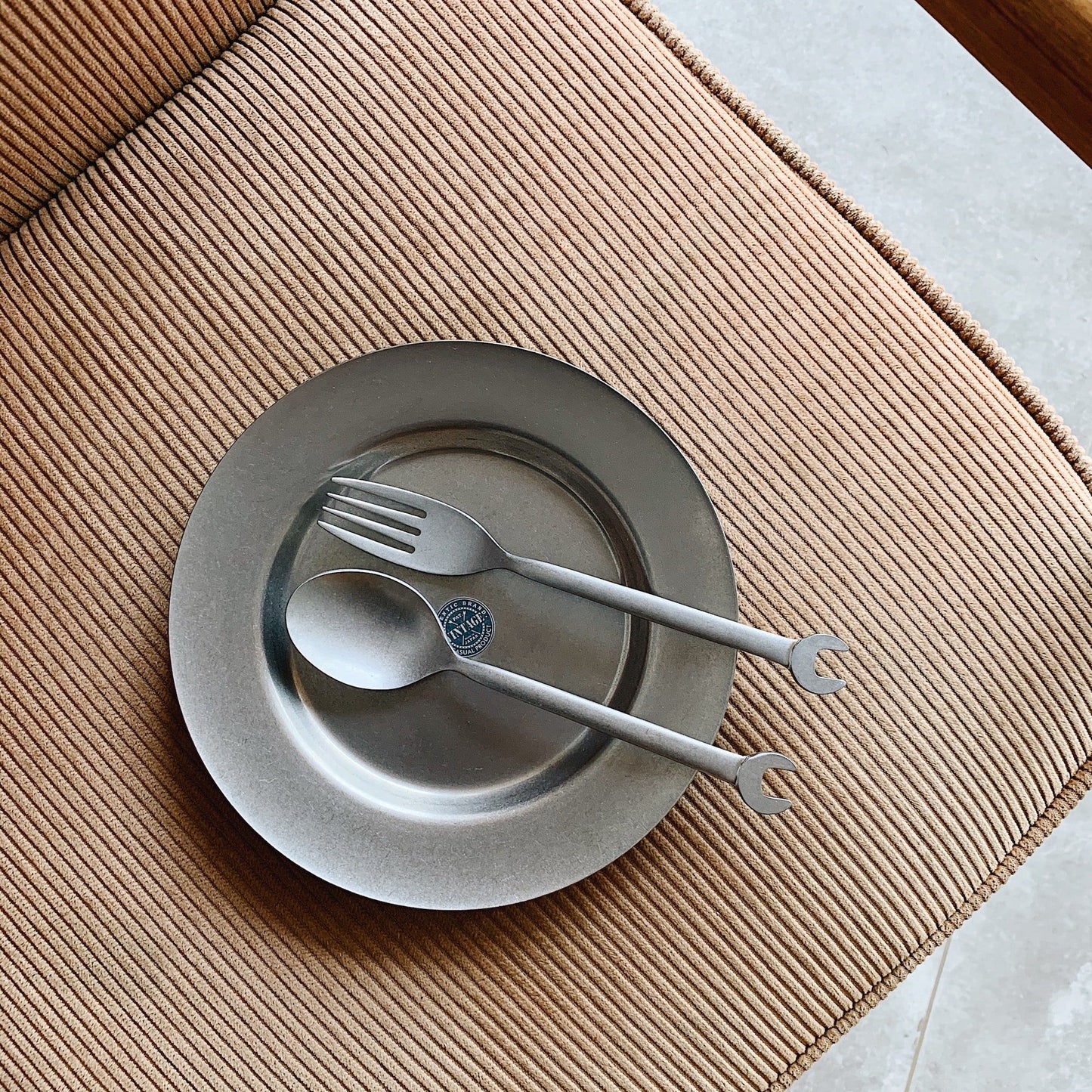 Vintage INOX Spanner Series dinner fork with spanner handle design, showcasing its playful and antique-inspired style.
