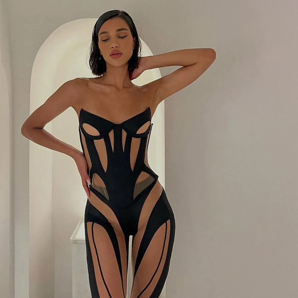 Mesh Patchwork Black Vest Corset