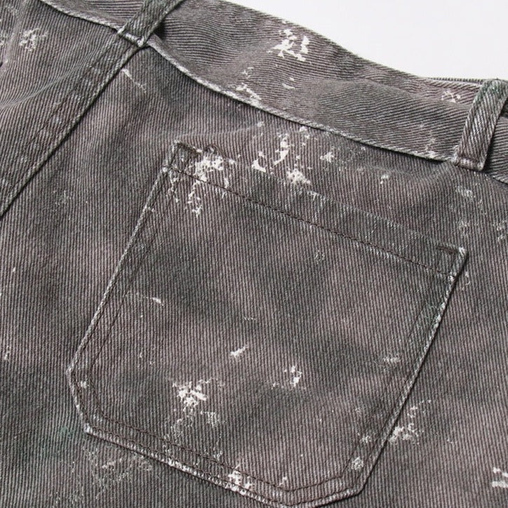 Grey Denim Pockets High Waist Skirt