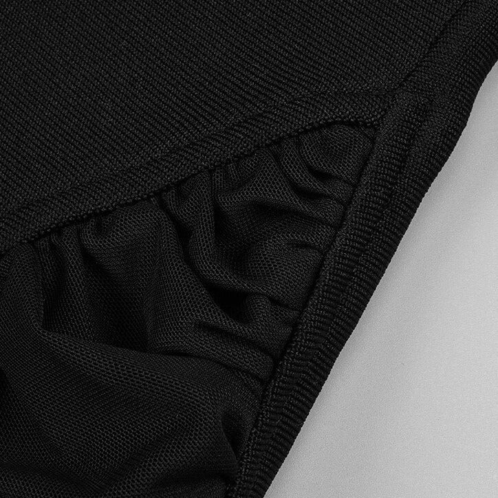 Sleeveless Black Hollowed Out Mesh Mini Dress