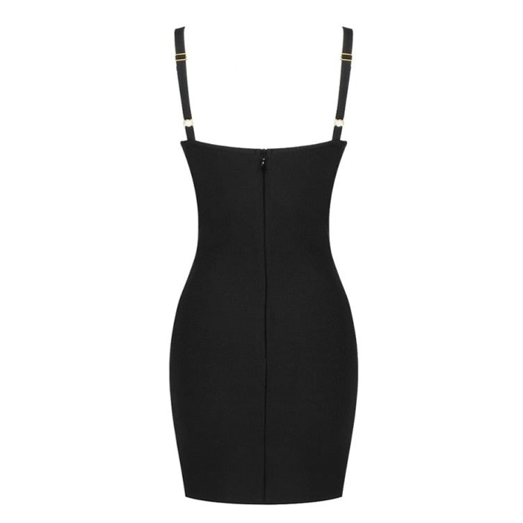 Sleeveless Black Hollowed Out Mesh Mini Dress