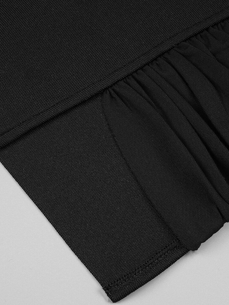 Sleeveless Black Hollowed Out Mesh Mini Dress