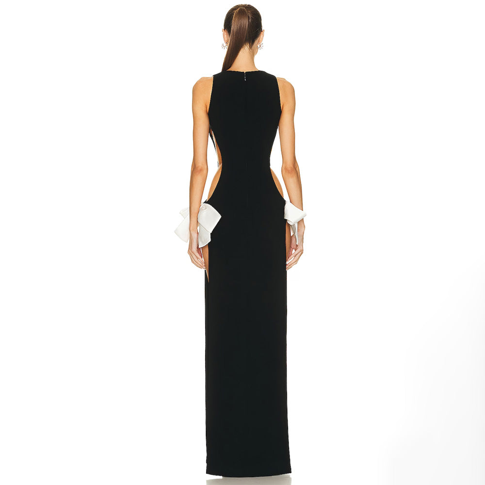 Double Side Slit Bows Hollow Out Maxi Dresses
