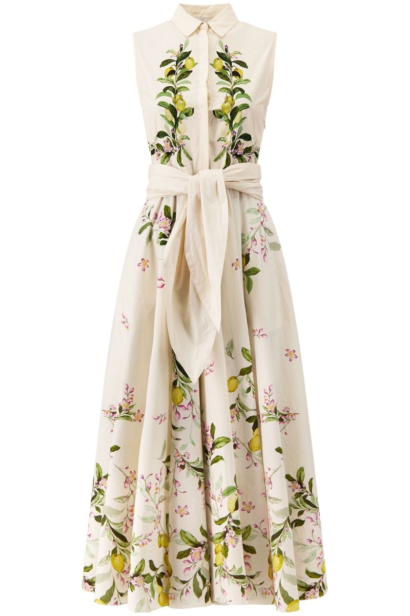 dresses-Amity Printed Knotted Midi Shirt Dress-SD00203222516-Beige-S - Sunfere
