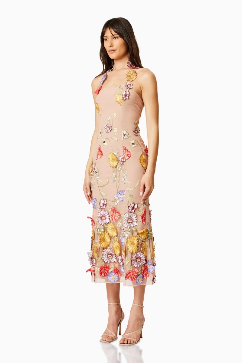 dresses - Donna Embroidered Lace Midi Dress - SD00206192933 - Beige - S - Sunfere