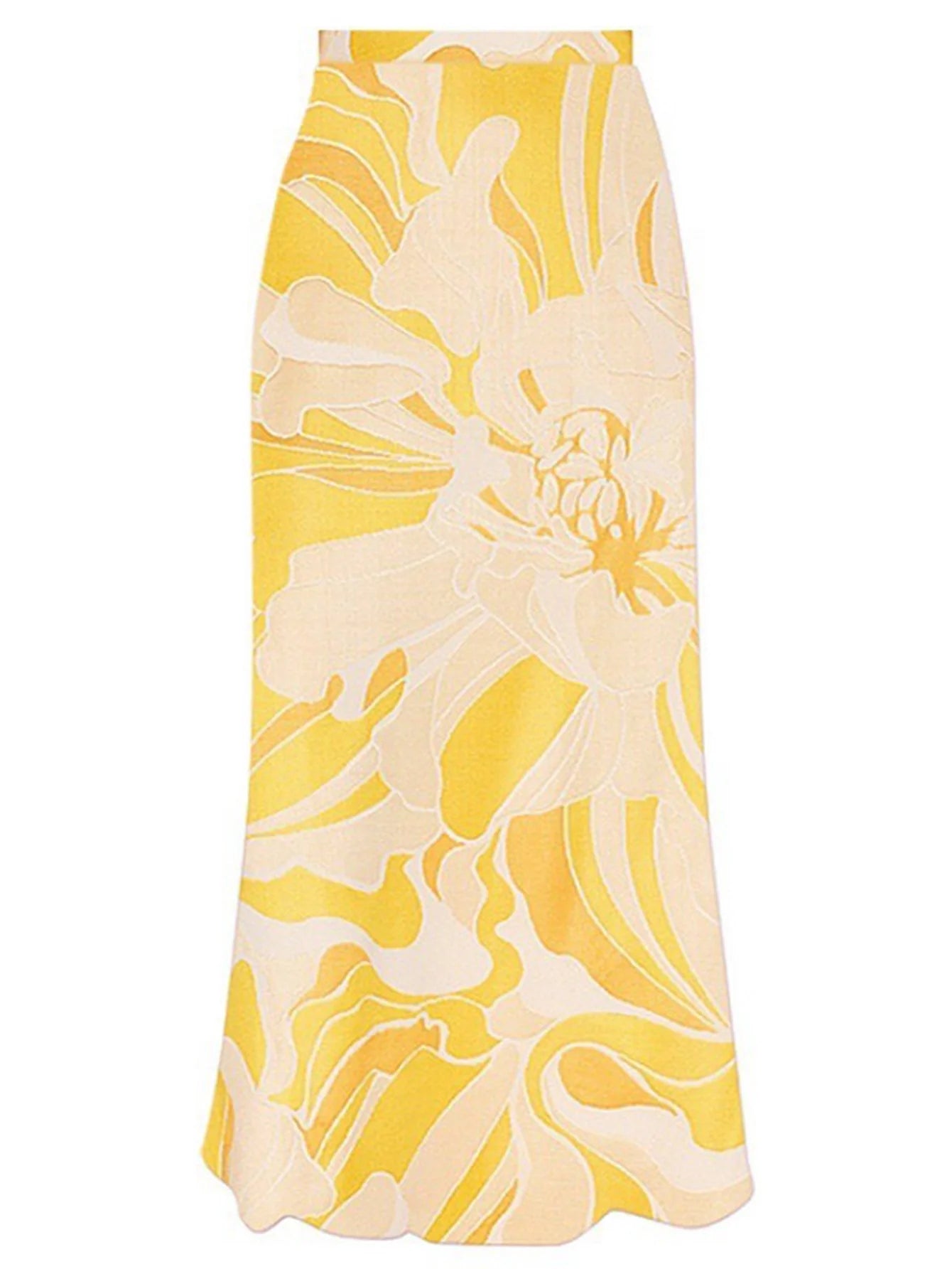 Floral Solid Color One Piece Swimsuit & Skirt Set