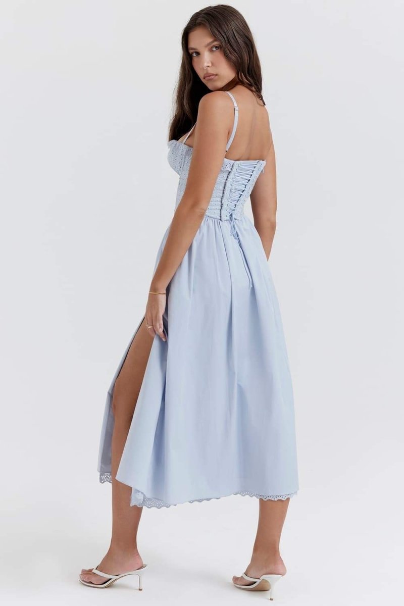 dresses-Helen Embroidered Lace Corset Midi Dress-SD00605072763-Blue-S - Sunfere