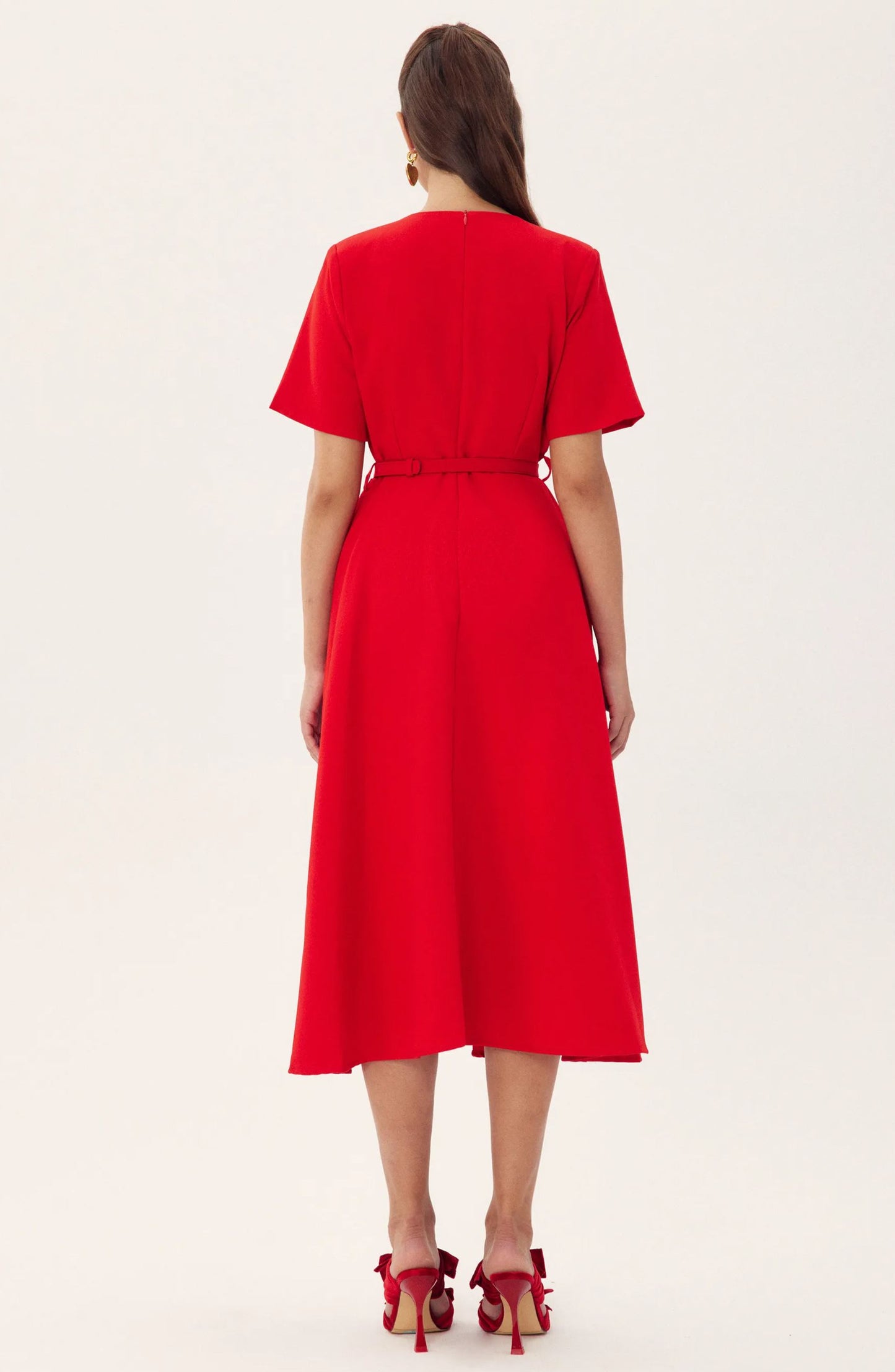 Grace Floral Appliqué Short Sleeve Midi Dress-Sunfere