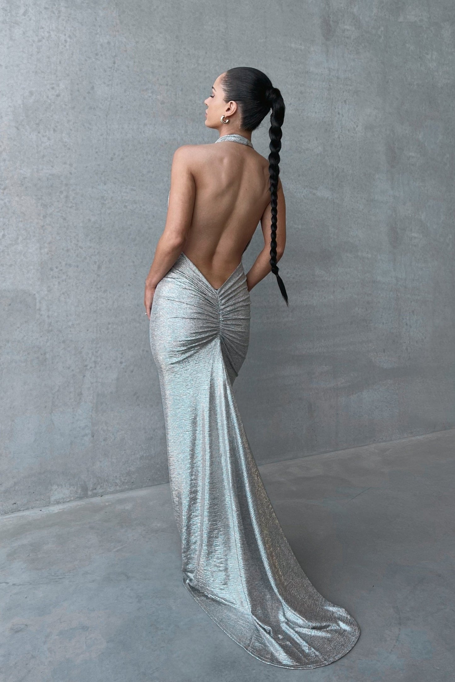 dresses-Ophelia Halterneck Backless Maxi Dress-SD00211071847-Sliver-S - Sunfere-SD00211071847-Sliver-S-Silver-S