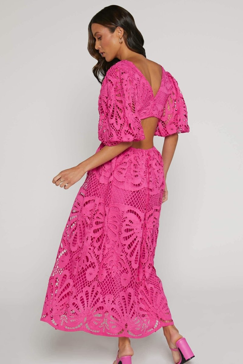 dresses-Sandra Embroidered Lace Cut-out Midi Dress-SD00604302756-Blue-S - Sunfere
