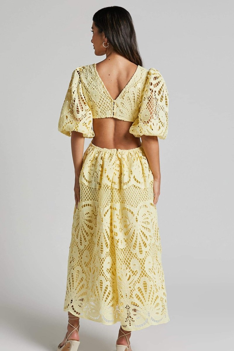 dresses-Sandra Embroidered Lace Cut-out Midi Dress-SD00604302756-Hot Pink-S - Sunfere