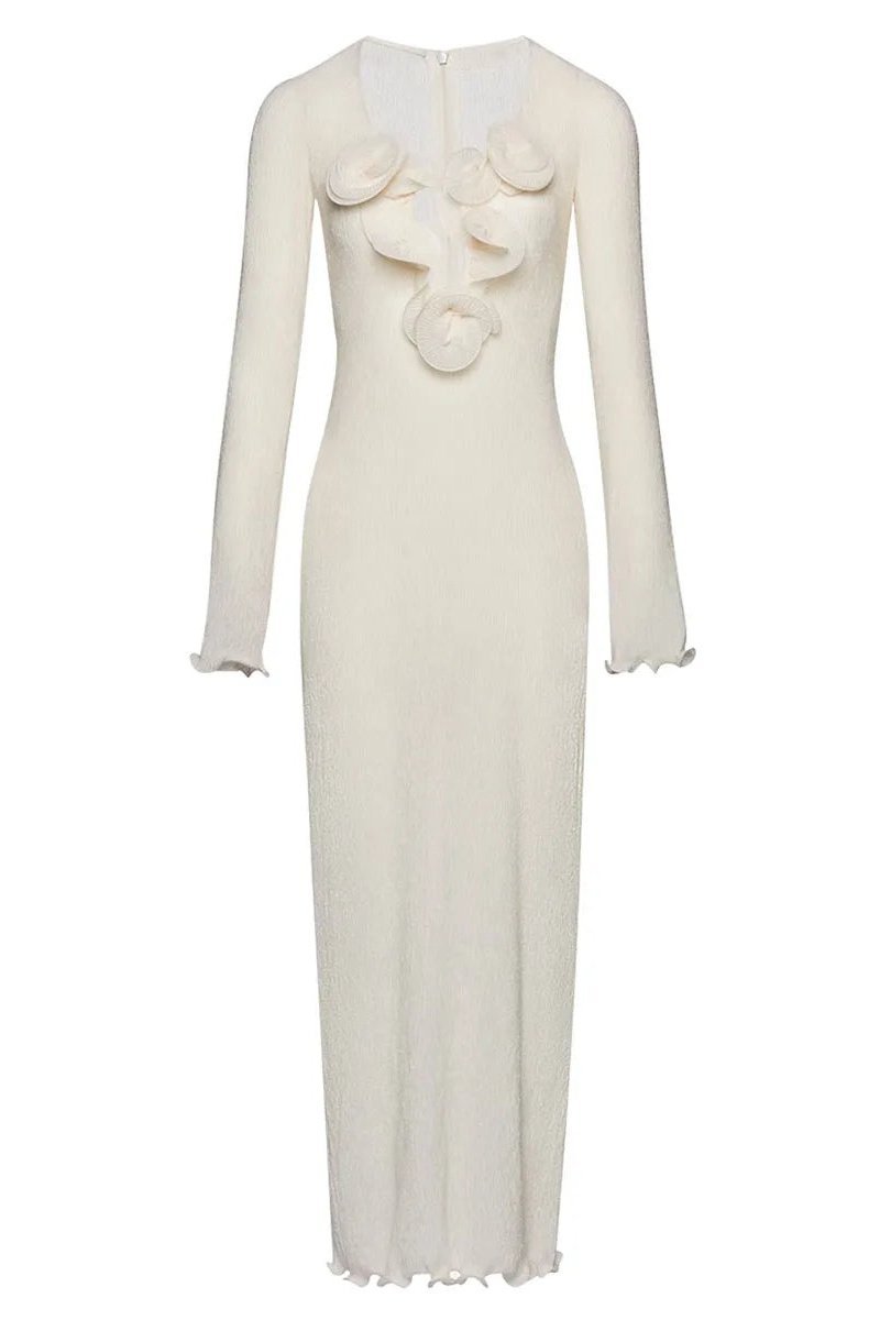 Trista Floral V-Neck Polyester Maxi Slit Dress-Sunfere