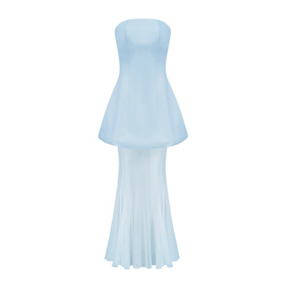 Mélanie Blue Corset Dress & Mesh Skirt Set