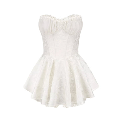 Airina lace-embroidered flared mini dress