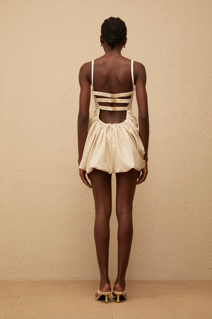 Inaya Neutral Panel Corset Mini Dress
