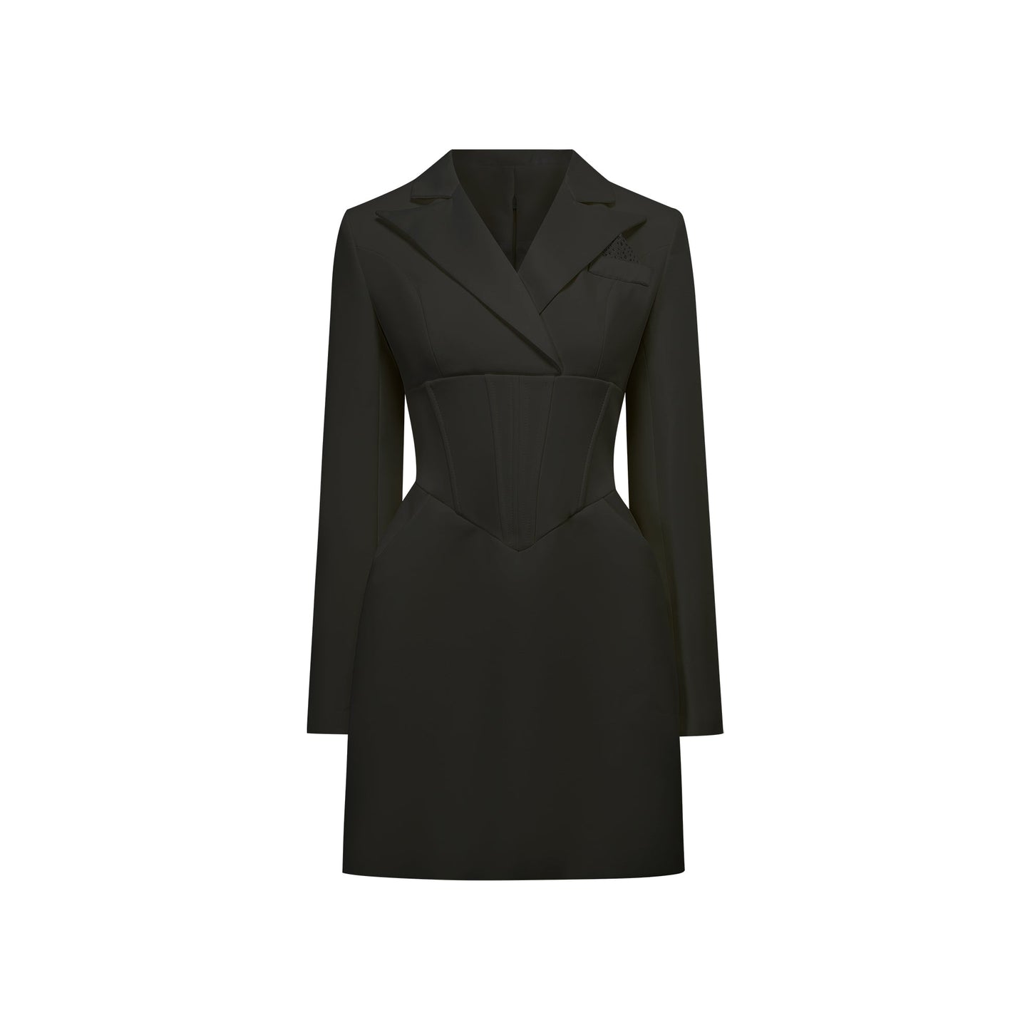 Inmaculada Black Boned Bodice Mini Blazer Dress