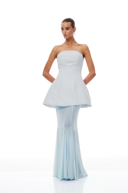 Mélanie Blue Corset Dress & Mesh Skirt Set