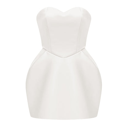 Laure White Heart Off-shoulder Mini Dress