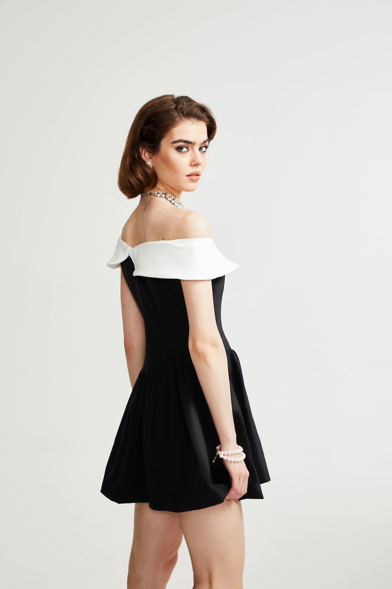Deniece Black Off-The-Shoulder Mini Dress