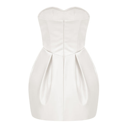 Laure White Heart Off-shoulder Mini Dress