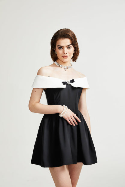Deniece Black Off-The-Shoulder Mini Dress