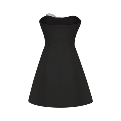 Irène Black Off-Shoulder Sequin Floral Embroidered Mini Dress