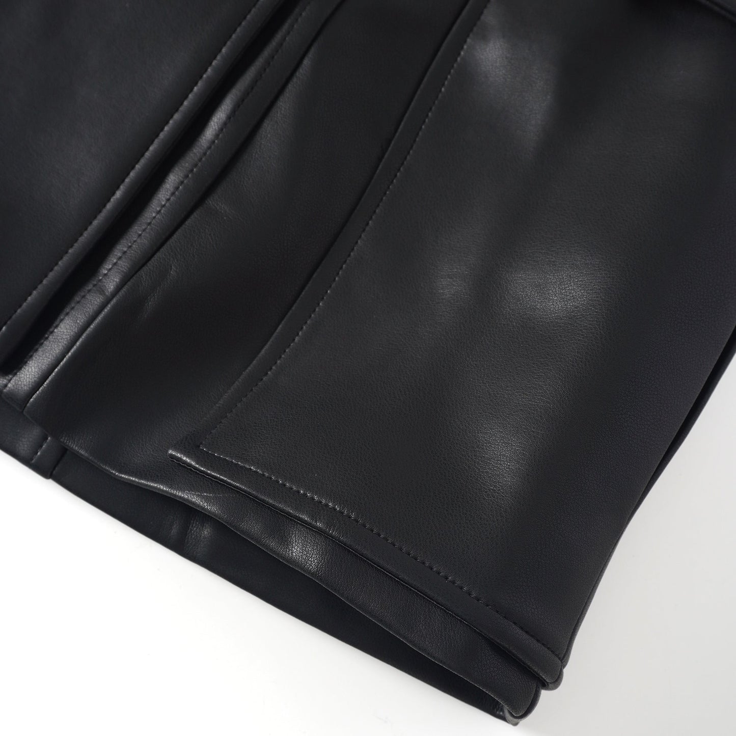 Amarante Black Double-Breasted Leather Mini Dress