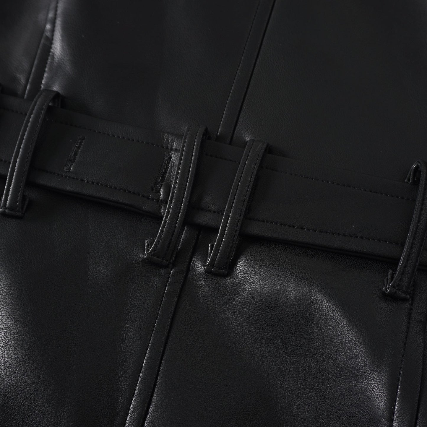 Amarante Black Double-Breasted Leather Mini Dress