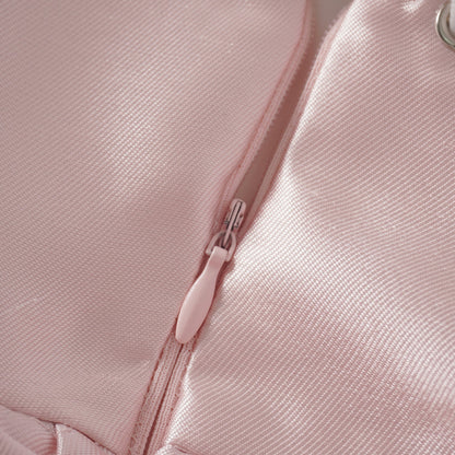 Laurine Pink Ruffled Satin Mini Dress
