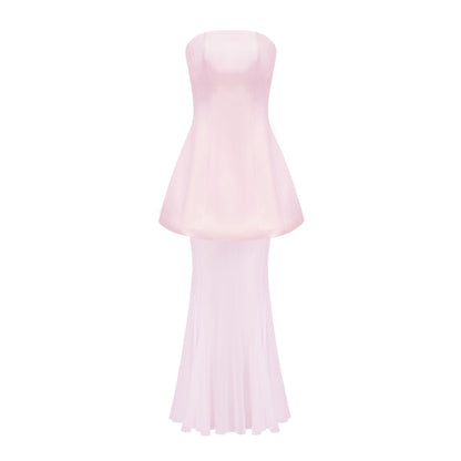 Mélanie Pink Corset Dress & Mesh Skirt Set
