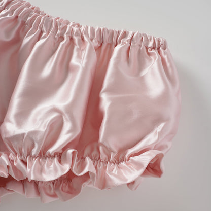 Laurine Pink Ruffled Satin Mini Dress