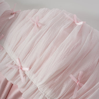 Laurine Pink Ruffled Satin Mini Dress