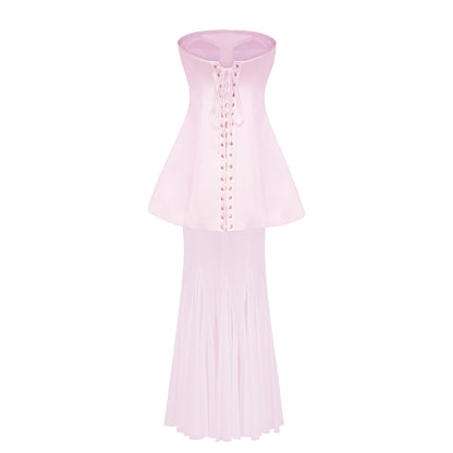 Mélanie Pink Corset Dress & Mesh Skirt Set