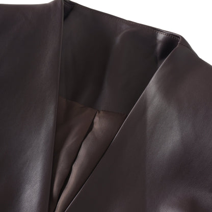 Solange Brown Leather Mini Blazer Dress