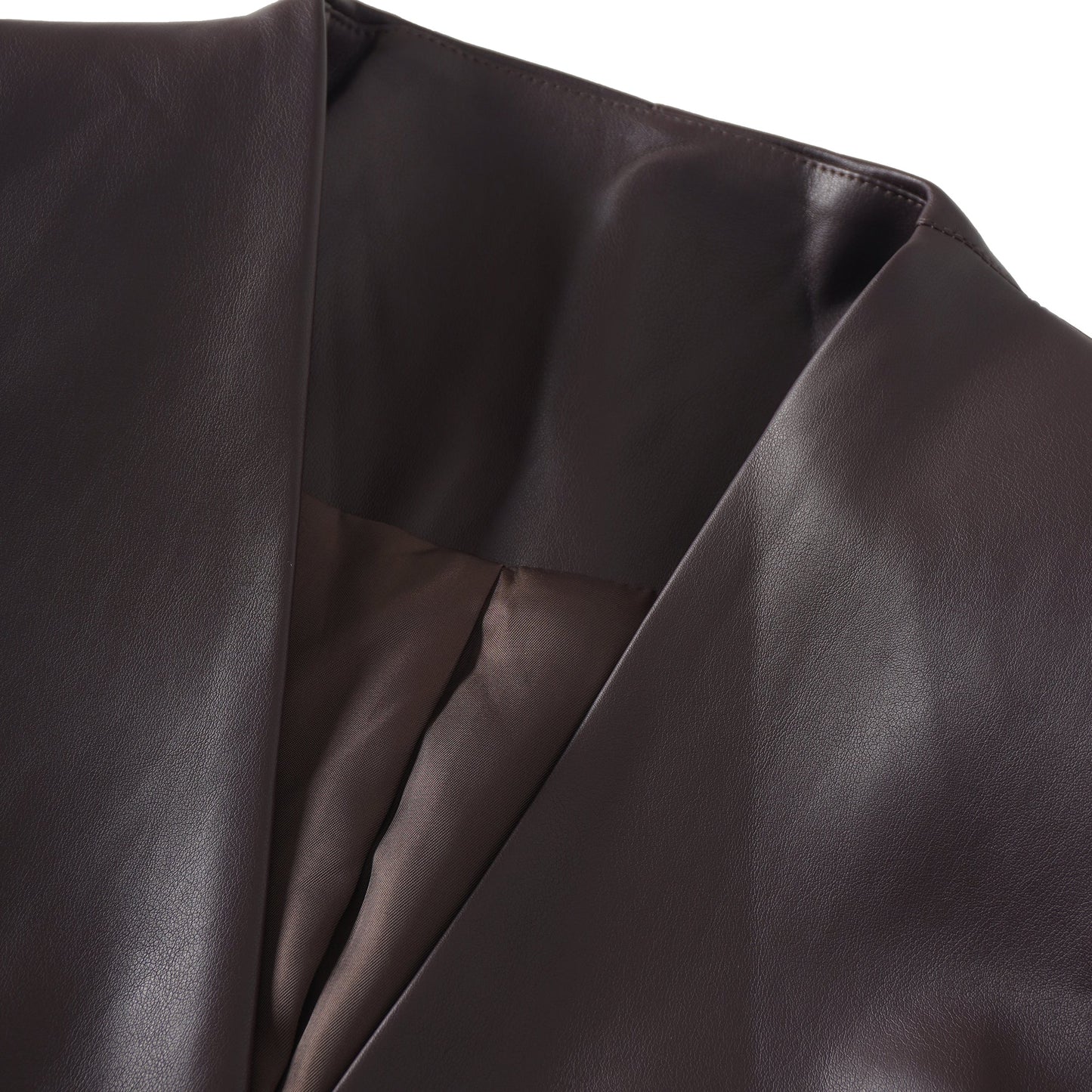 Solange Brown Leather Mini Blazer Dress