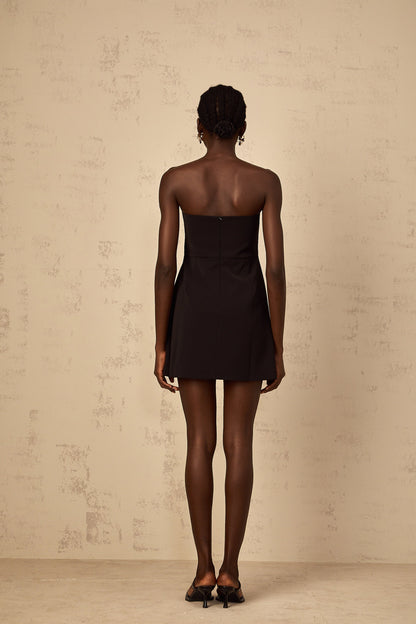 Irène Black Off-Shoulder Sequin Floral Embroidered Mini Dress