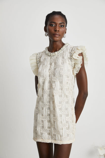 Bernadette interwoven embellished mini dress