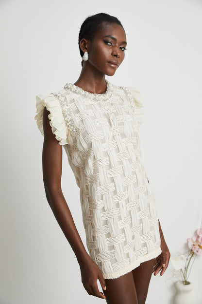 Bernadette interwoven embellished mini dress