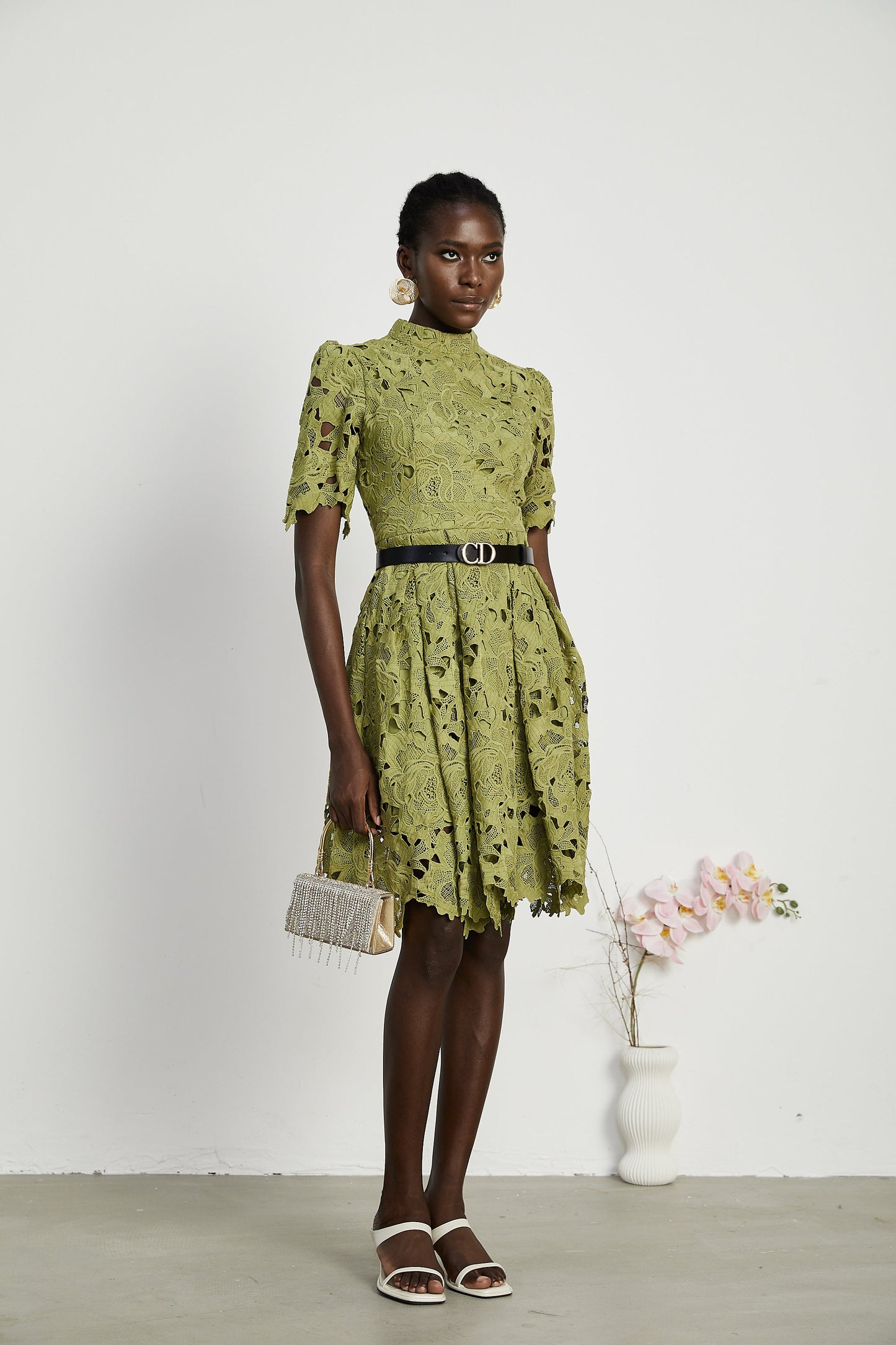 Valérie cut-out embroidered mini dress