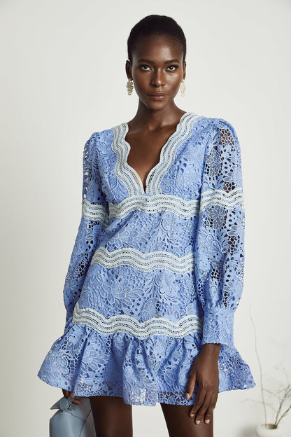 Gaëlle V-neck floral embroidered mini dress