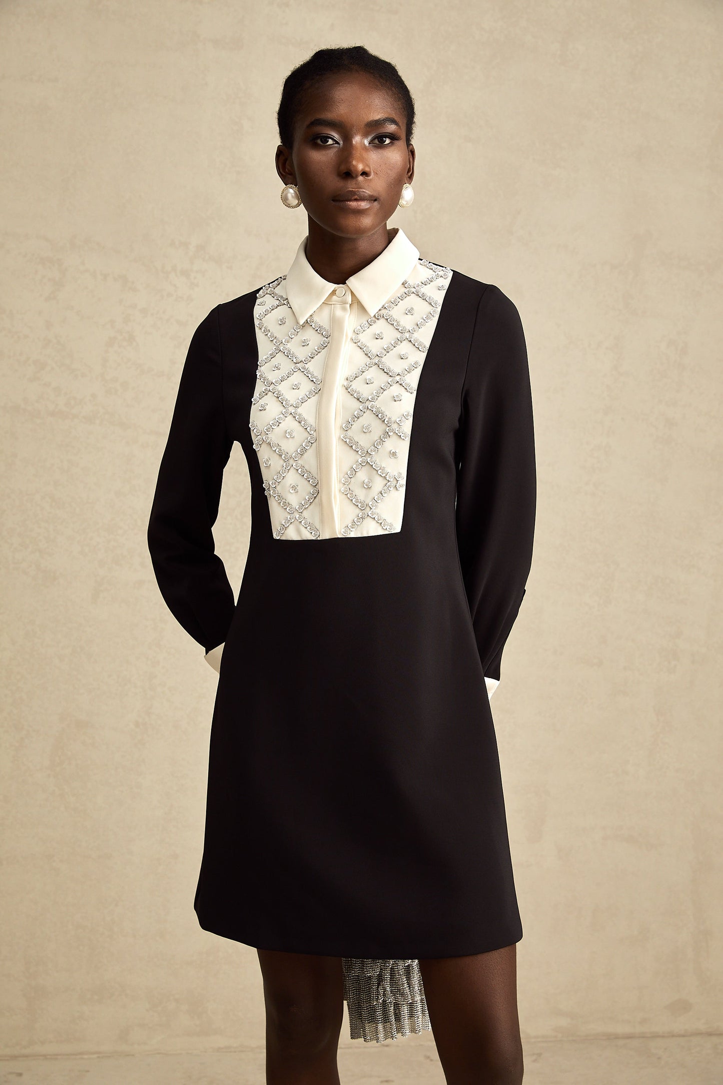 Esmée Two Tone Embellished Mini Dress
