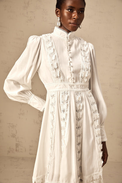 Cyrielle white butterfly-appliqué mini dress