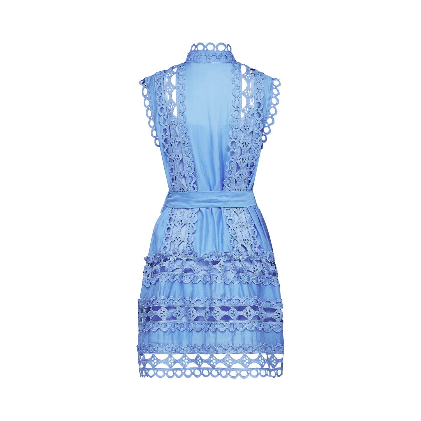 Mireille Blue Cut-out Belted Mini Dress