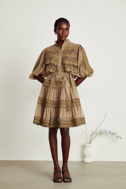 Inès lace cut-out layered mini dress