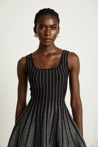 Anouk black glittered flared mini dress